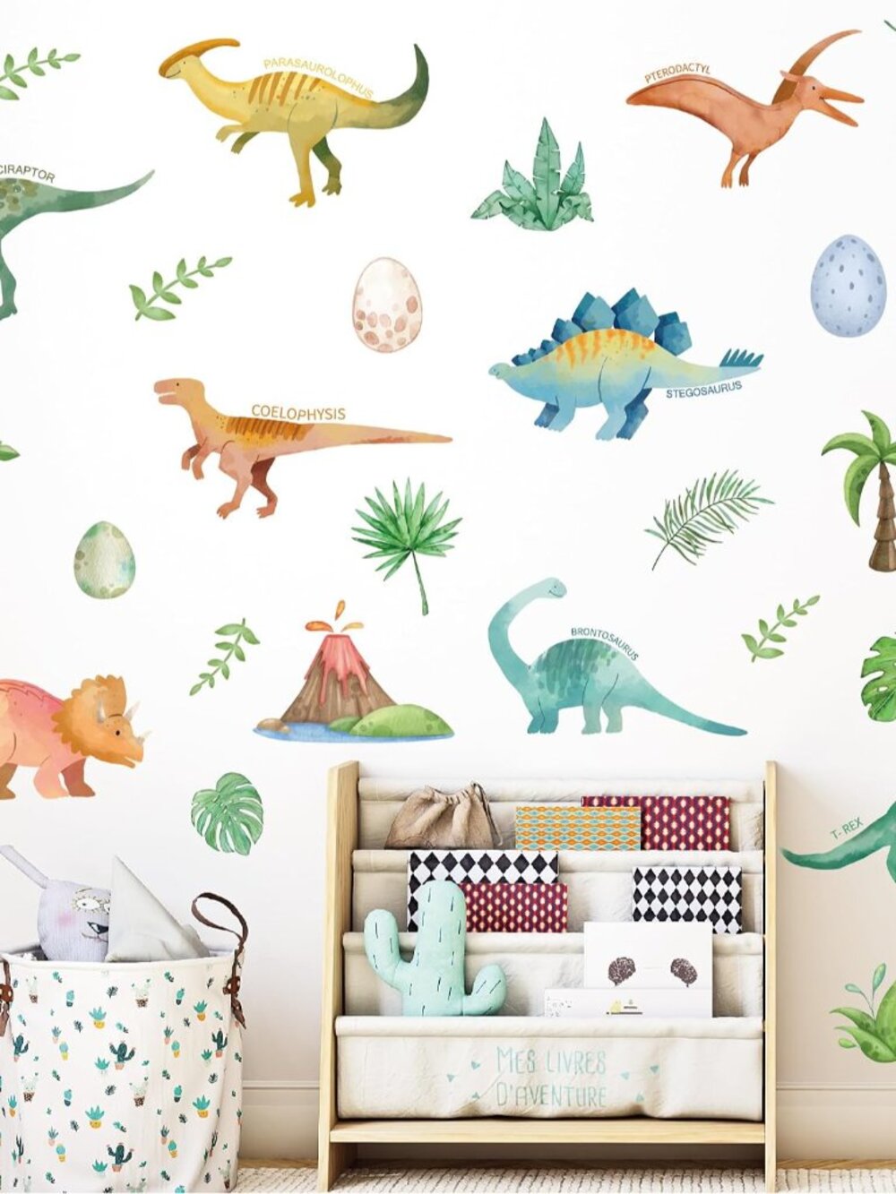 Watercolor Dinosaur Wall Decals, 28 Pcs Peel and Stick Dino Decor